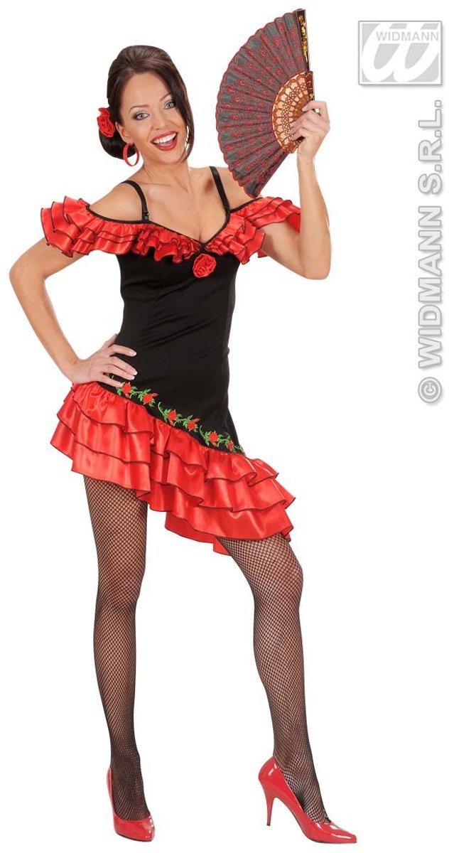 Spaans & Mexicaans Kostuum | Senorita Hot Flamenco Danser Kostuum Vrouw | Large | Carnaval kostuum | Verkleedkleding